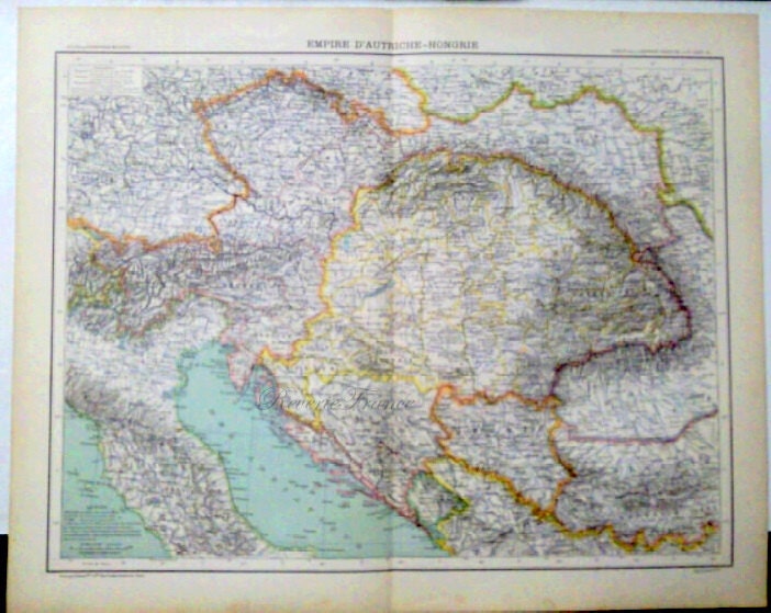 Antique Map of Empire of Autria and Hungary - 1891 Large map of Austria Hungary