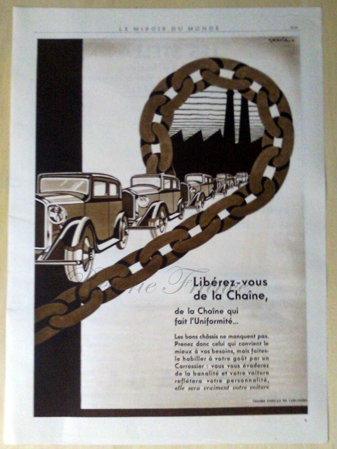 Vintage French Ad - Customized Mechanics 1933