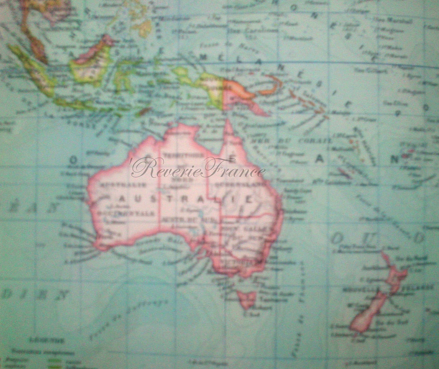 Antique Map of Australia and Oceania - 1891 Large Map of Australia 18 by 14 inches
