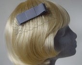 Silver-Grey Bow Hair Comb with Veiling