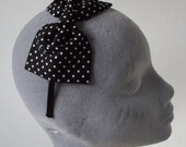 Black-White Headband- Polka Dot Bow (Microdot)