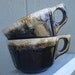 Vintage Brown Drip Mugs in deep espresso brown