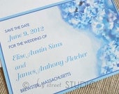Save the Date Magnet, Blue Hydrangeas