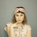 Striped, Floral, Silk Lover's Urban Turban -handmade- -handsewn- with white braided band