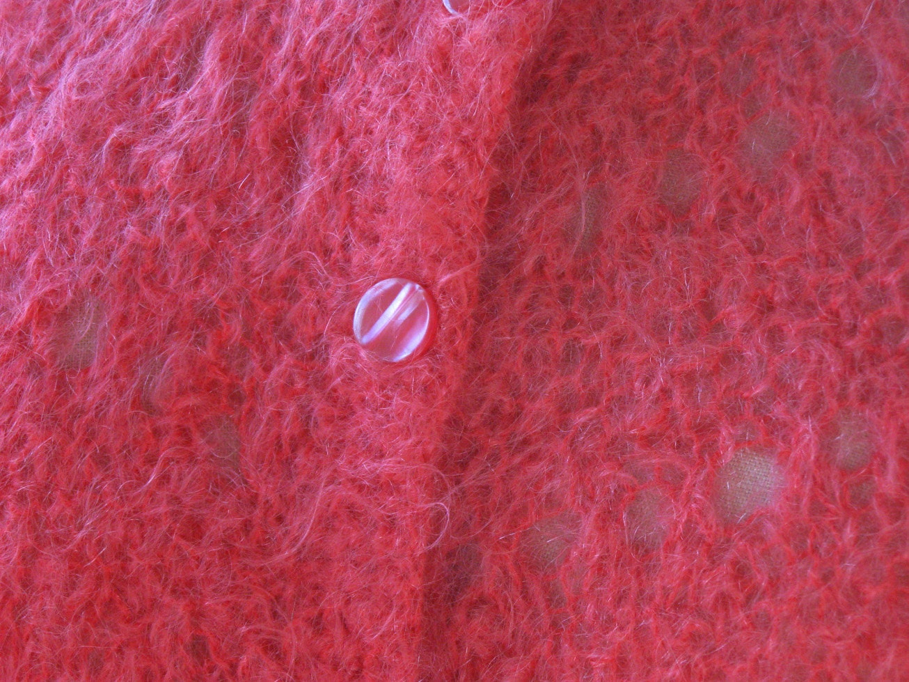50s Pink Mohair Cardigan Sweater Womens Medium
