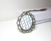 Black and White Leather Color Block Geometric Jewelry Vintage Style Golden Brass Necklace   Fashion Pendant