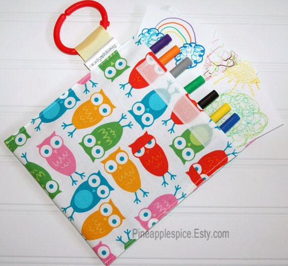 Crayon  Artist pouch in Zoologie Multi Owls   GREAT for TRAVEL boys and girls