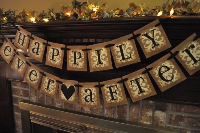 Wedding Banner Shower Bridal Happily Ever After  Anniversary  Garland Hanging Sign Photo Prop
