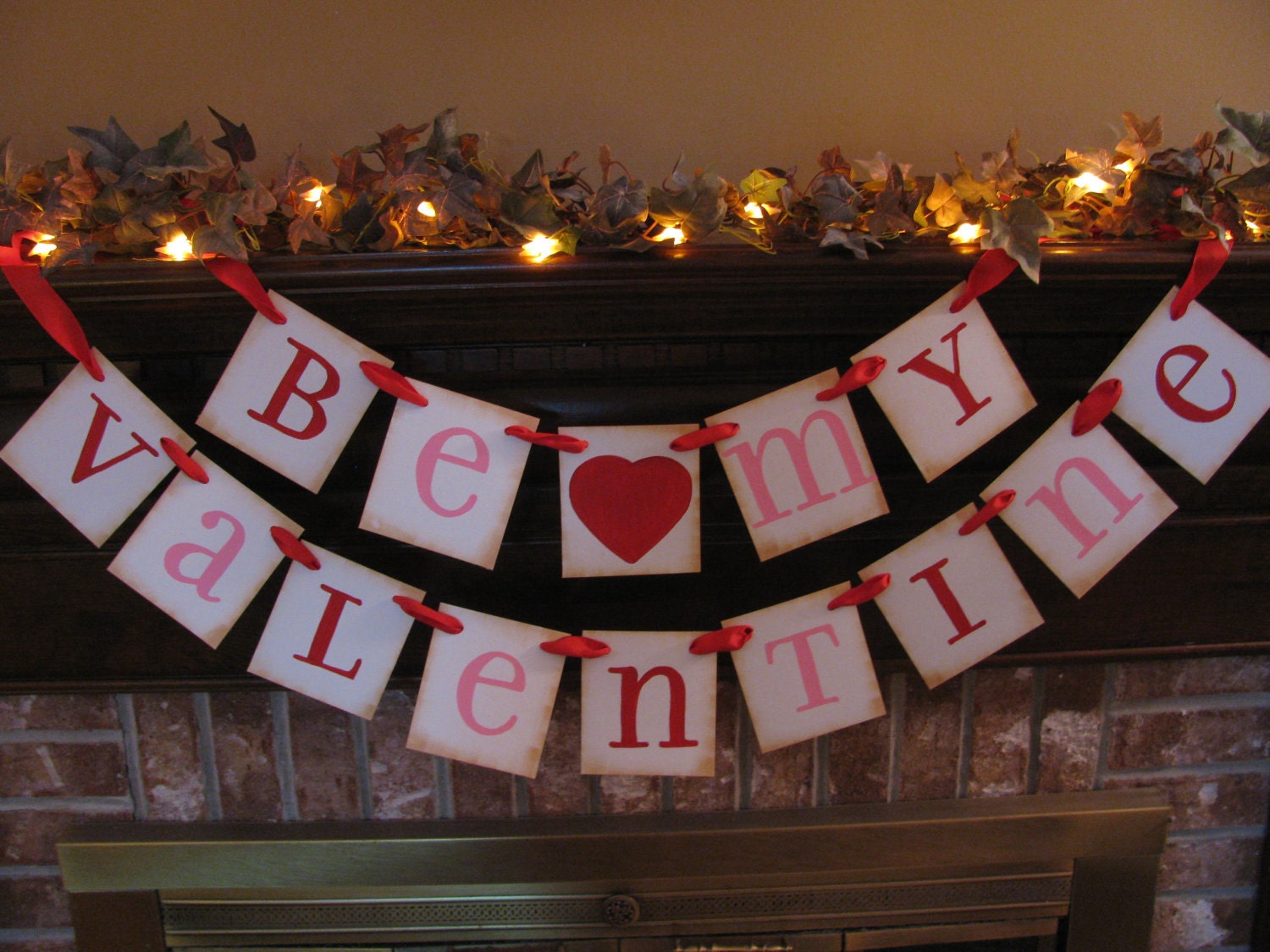 Valentine Banner  Be My Valentine Party Decoration Red and Pink Sign