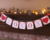 Valentine Banner XOXOX Hugs and Kisses Pink and Red Sign Garland Photo Prop