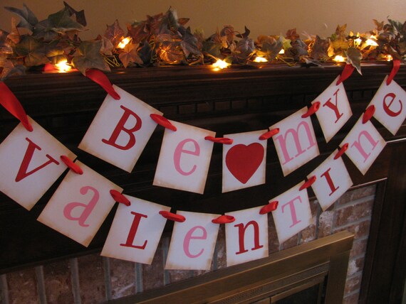 Valentine Banner  Be My Valentine Party Decoration Red and Pink Sign Great Photo Prop Handmade Valentine