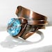 Copper Ring OOAK , Industrial Chic, Blue Topaz CZ , Wire wrapped Copper ring