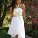 Golden Sash and Ivory Floral wedding and Bridesmaid Dress