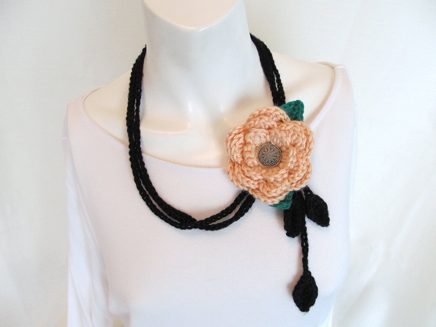 Black Vine Floral Necklace