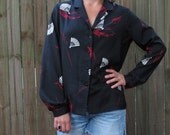 1980s Blouse / Oriental Inspired Top / Ethnic Blouse