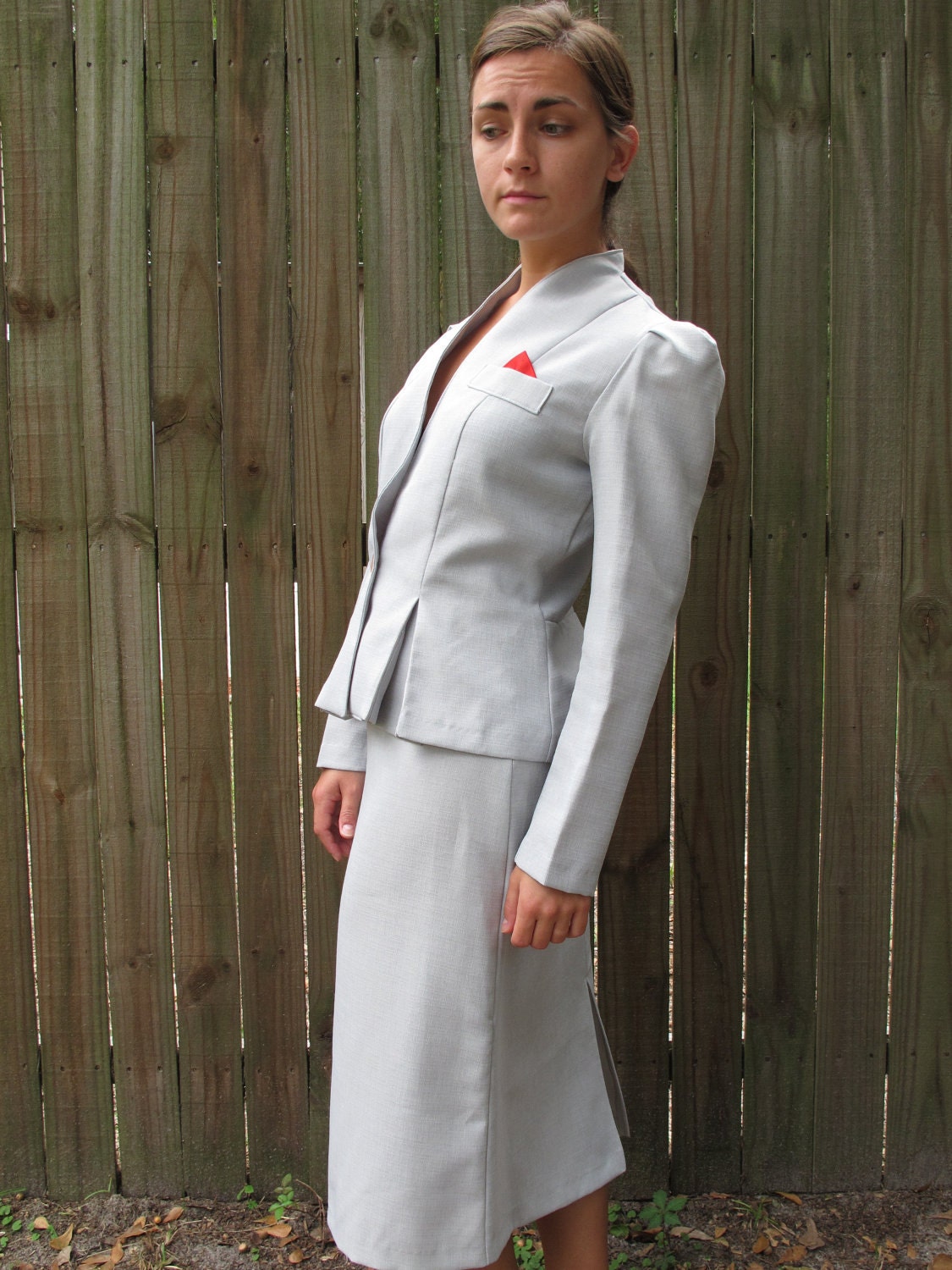 1970s Skirt Suit / Vintage Modern Power Suit / 70s Stewardess Costume
