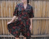 Sale / Vintage 1980s Romper / 80s Safari Floral Jumper
