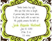 Green & Brown Damask - Bridal Shower, Bachelorette Party, Rehearsal Dinner, Birthday Invitation