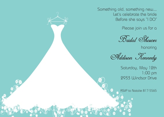 Tiffany Blue Wedding Gown - Bridal Shower, Bridal Luncheon, Bridal Tea Invitation Il_570xn