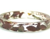 Flower Bangle- Flower Bracelet- Red Wine- Red Jewelry- Red Bracelet- Green Bracelet-Green Jewelry- Resin Jewelry- Leaves- Flower Jewelry