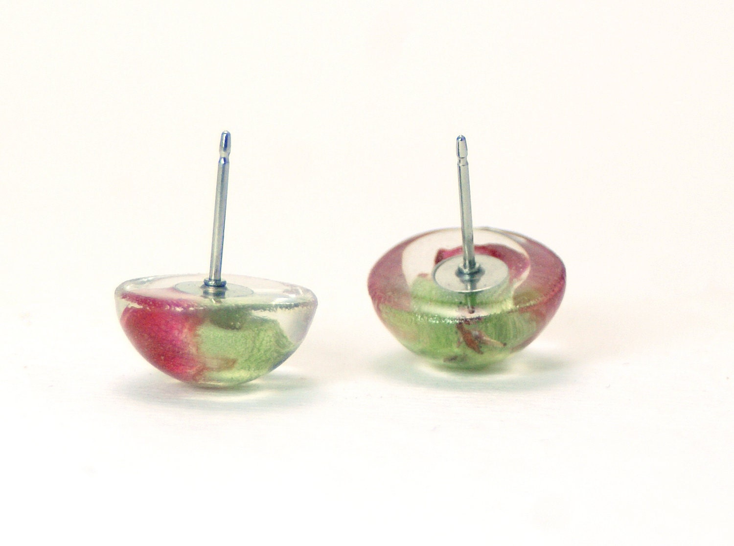 Pink Earrings- Real Dried Flower Earrings- Post Earrings- Stud Earrings- Resin Jewelry