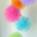 SUPER Tulle Hanging Poms - 5 - 8" Poms - wedding, decoration, birthday, party, bridal shower, pom poms, tulle, summer, rainbow, girls