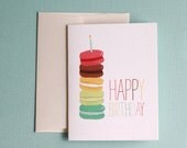 Set of 4 French Macaron Birthday Card