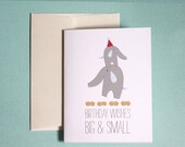 Elephant Birthday Wishes Big and Small Birthday Card (Set of 4)