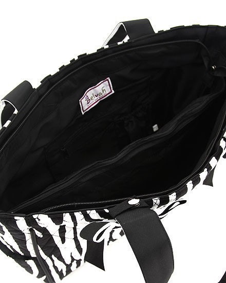 Diaper Bag Personalized Zebra Black Fuchsia Quilted Set