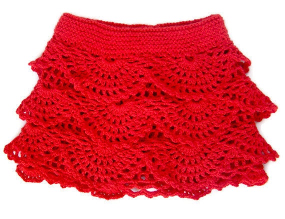 Red Crochet Toddler Ruffle Skirt - PureCraft