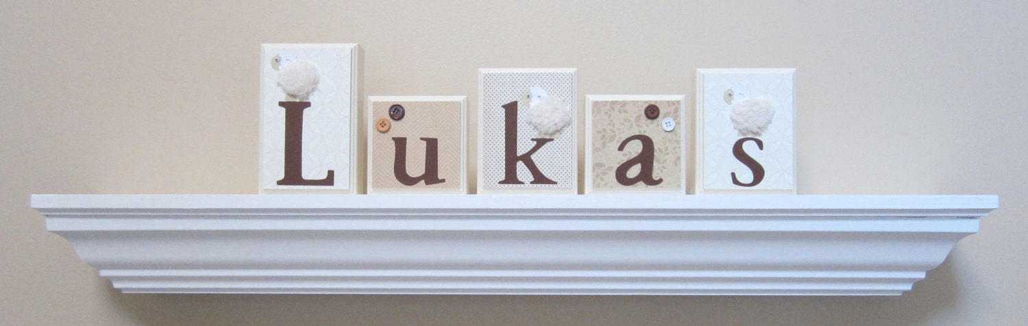 Nursery Room Decor . ROUTED EDGE . Name Blocks . Nursery Name Blocks . Baby Name Blocks . Wood Name Blocks . Bedding . M2M Sweet Lambie