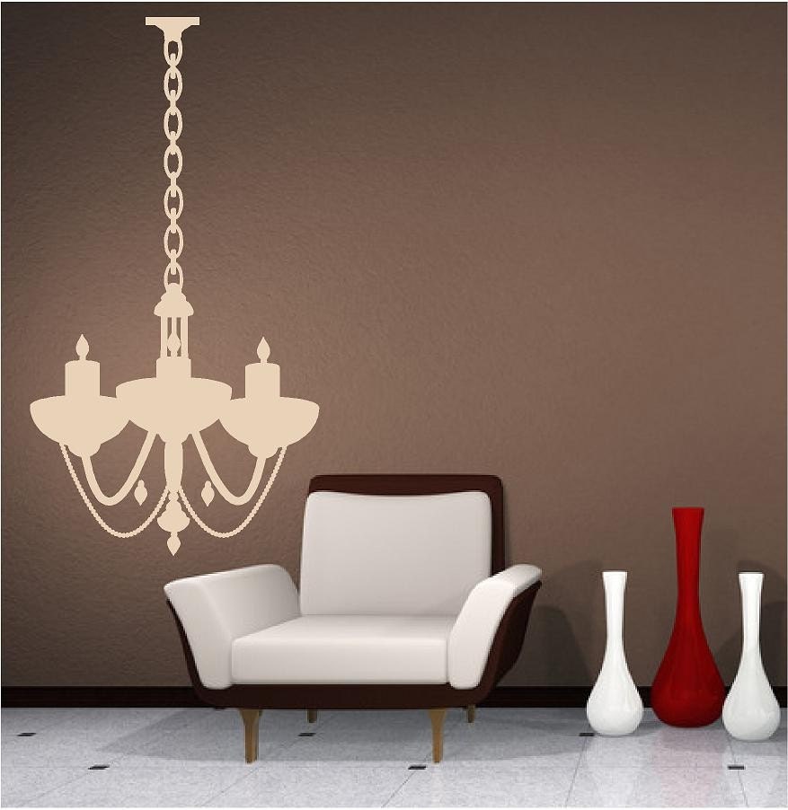 Vinyl Wall Art - Chandelier 6  with extra chain - 17w x 22.5h