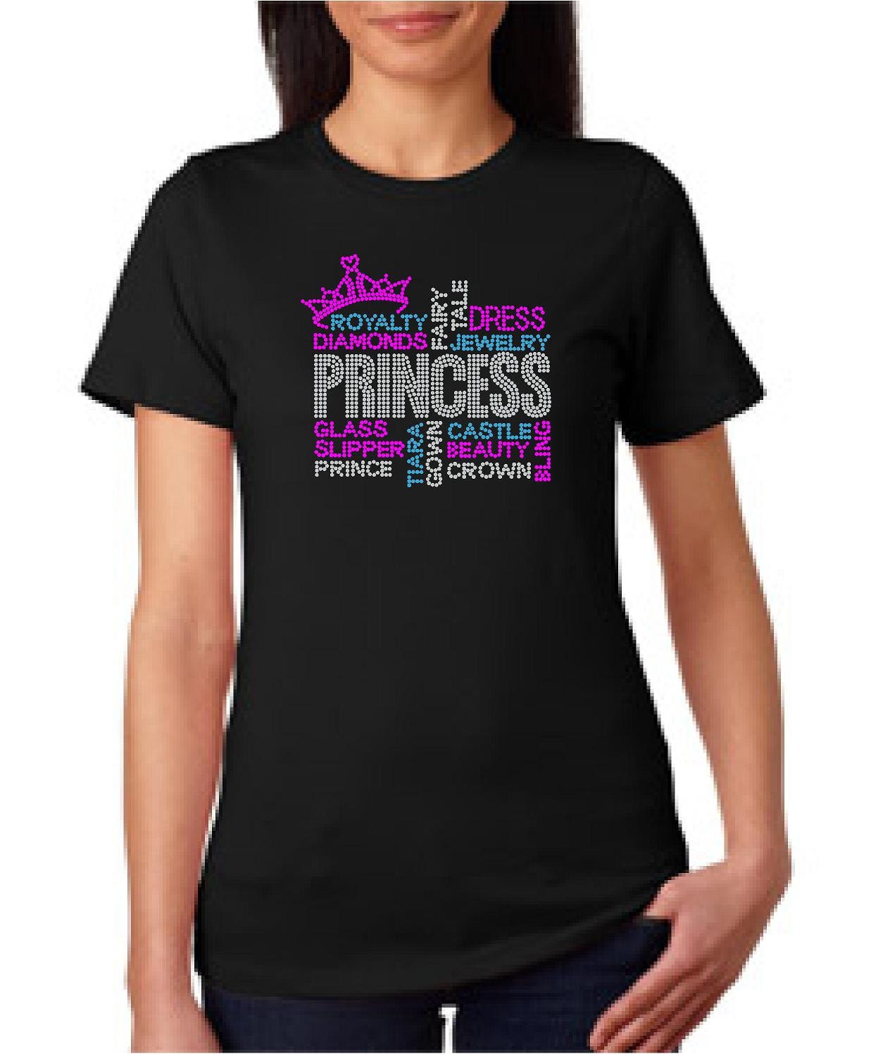 Rhinestone PRINCESS Terms Tshirt - MEGA Bling ..over 1500 stones....tee shirt crown castle diamonds
