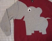 Fun Elephant Trunk sleeve sweatshirt UNISEX mens XL Crimson red