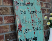 NEW very shabby chic, rustic, vintage family rules Subway Style Art Sign - take a look -