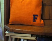 Florida GATORS Orange with Blue F OR Blue with Orange F 16 X 16 Throw Pillow with Embroidered Gator Orange " F "