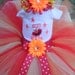 Birthday Tutu Outfit / Set - Elmo Embroidered Birthday Shirt and matching tutu with headband