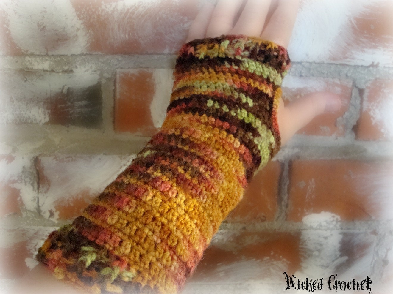Autumn Colors Hand Crochet Fingerless Gloves