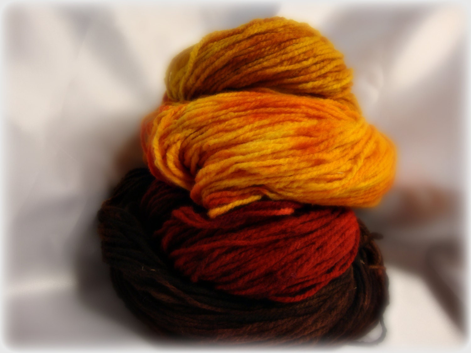 Hand Dyed Fine Sport Weight Brown Gold Red and Yellow Merino Wool Yarn