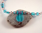 Blue coin pendant bead necklace