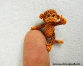 Lovely Brown Monkey - Tiny Crocheted Monkeys 1 Inch Scale - Made To Order