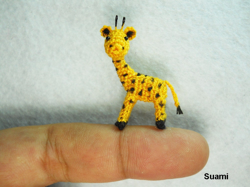 Mini Miniature Crochet Giraffe - Tiny Amigurumi Miniature Thread Animal Doll - Made To Order