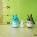 Micro Woodland Totoro and Friends - Mini Tiny Dollhouse Miniature Rabbits - Set of 3 Totoros - Made To Order