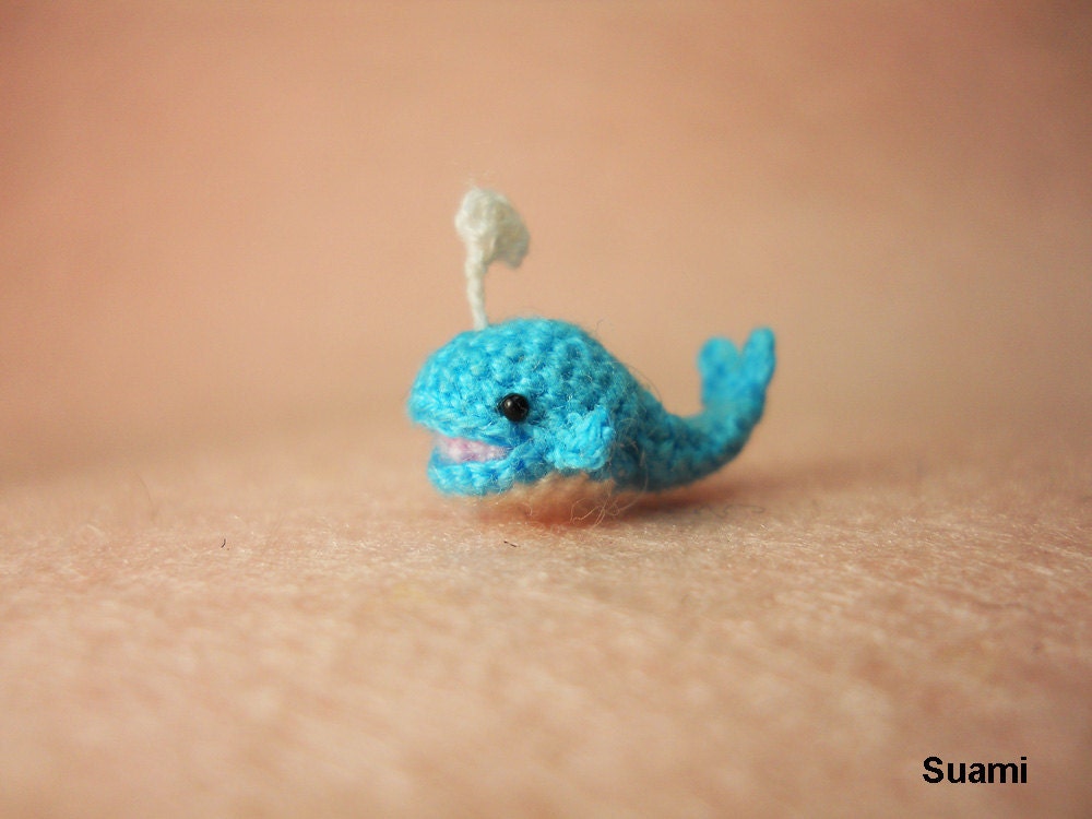 Miniature Blue Whale Dolphin - Micro Amigurumi Crochet Mini Whales - Made To Order