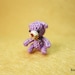 Extreme Micro Bear - Tiny Dollhouse Miniature Animals - 1/2 Inch Scale Crochet Creme Bear Golden Bow