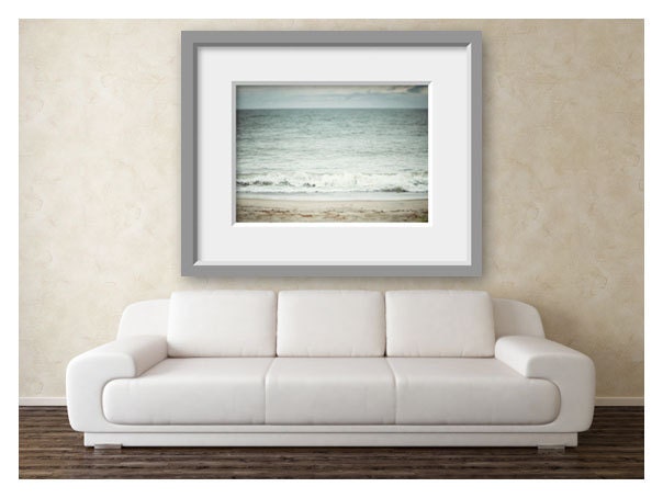 Beach Pictures, Beach Decor, Beach Photography 16x20 Nature Landscape Large Wall Art Ocean Water Shore Coastal Pastel Blue Aqua. - LisaRussoFineArt