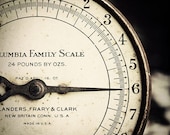 Number Art - 6 - Six - Family Wall Art - Vintage Scale Photograph  - Antique Home Decor - Whimsical - Rusty, cream, copper, brown.