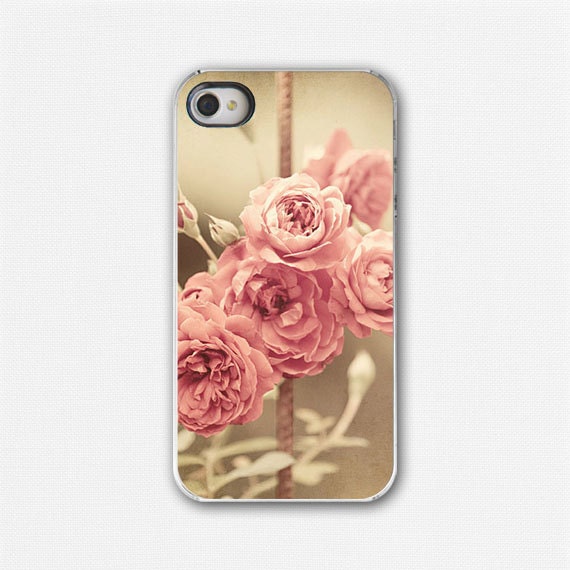 Rose iPhone 4 Case, iPhone 4s Cover, Pink Roses, Vintage Roses, Floral, Shabby Chic, Flowers, Sepia, Pink. For her. - LisaRussoFineArt
