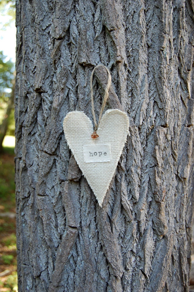 HOPE burlap heart