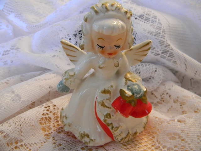 Vintage Holt Howard Porcelain Angel Candle Holder, Christmas